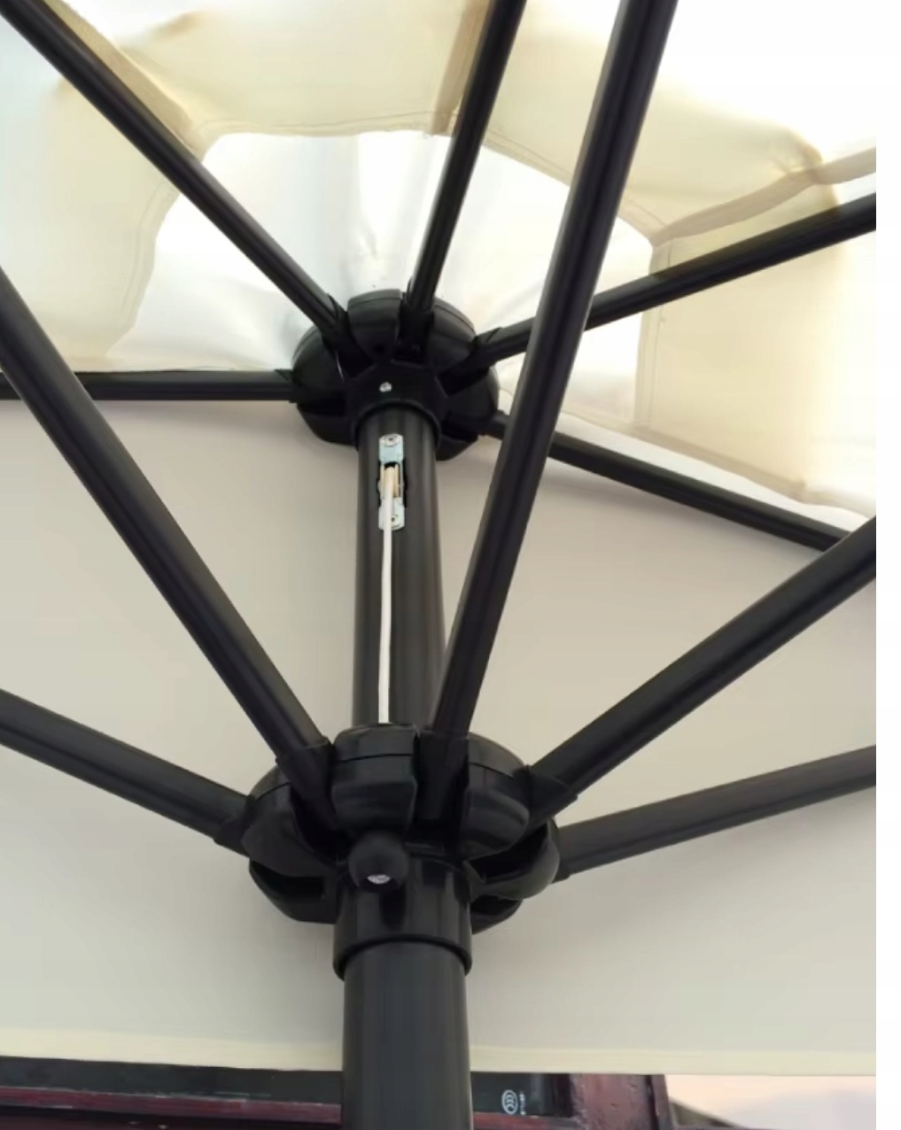 - a87f9f574a8a83200c24548ce65djpg - strefamarki PARASOL balkonowy PÓŁPARASOL ogrodowy TARAS półokrągły 2,7m beżowy PREMIUM