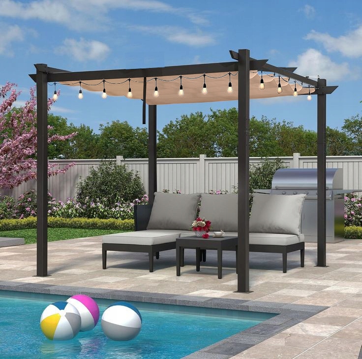 - ad52ef72465aa3558403ad3f9449jpg - strefamarki Pergola ogrodowa 3x3 tarasowa metalowa altana zadaszenie szara dach beżowy