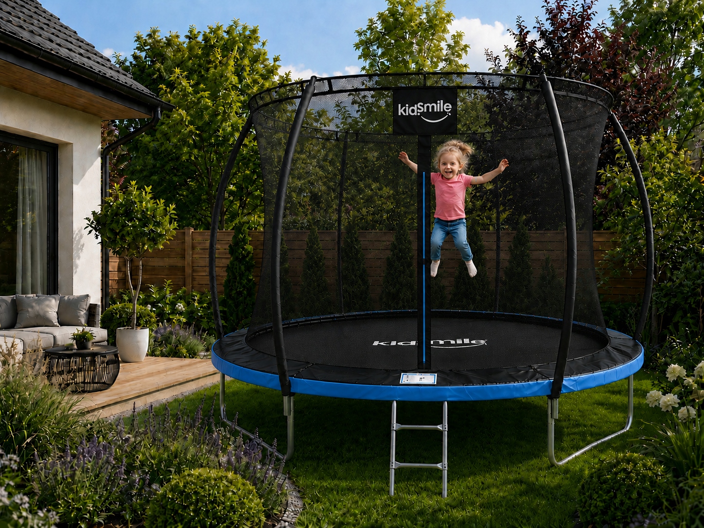 - b1d8d04b4dd291c5b9893ee6572fjpg - strefamarki Trampolina ogrodowa siatką wewnętrzną DZIECI 10FT 312cm drabinka niebieska