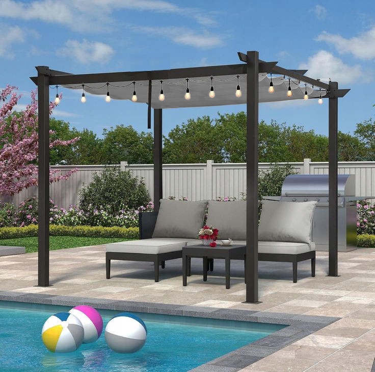 - b80957684459898d460a63d5f41ejpg - strefamarki Pergola tarasowa 3x3 ogrodowa metalowa altana zadaszenie szara dach szary