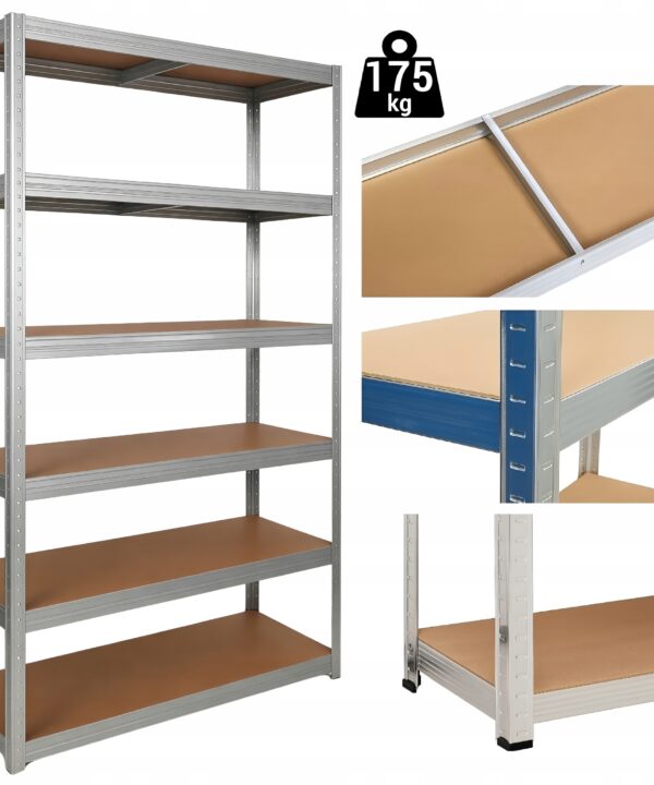 Regał Magazynowy Metalowy 6 półek Spiżarnia Garaż Piwnica 222x110x50 1050kg