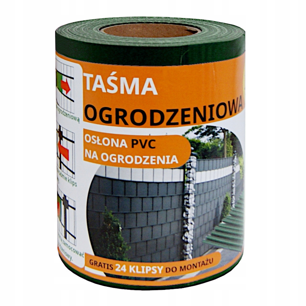 - c1f0ce98447492f1dffea4530e29-4jpg - strefamarki Taśma Ogrodzeniowa Osłona na Ogrodzenie Płot +UV 24 Klipsy 19cmx35m grafit