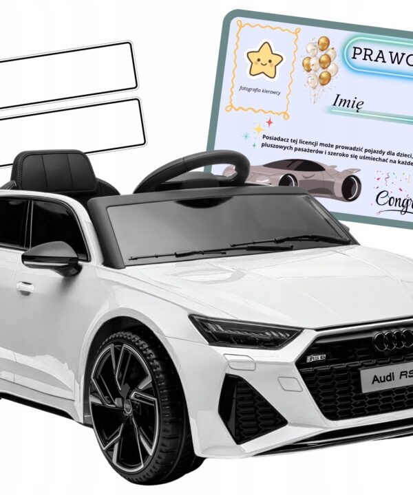 Auto akumulator 4x4 100W skóra pilot EVA samochód dzieci AUDI RS6 biały