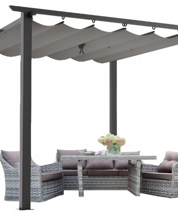 Pergola tarasowa 3x3 ogrodowa metalowa altana zadaszenie szara dach szary