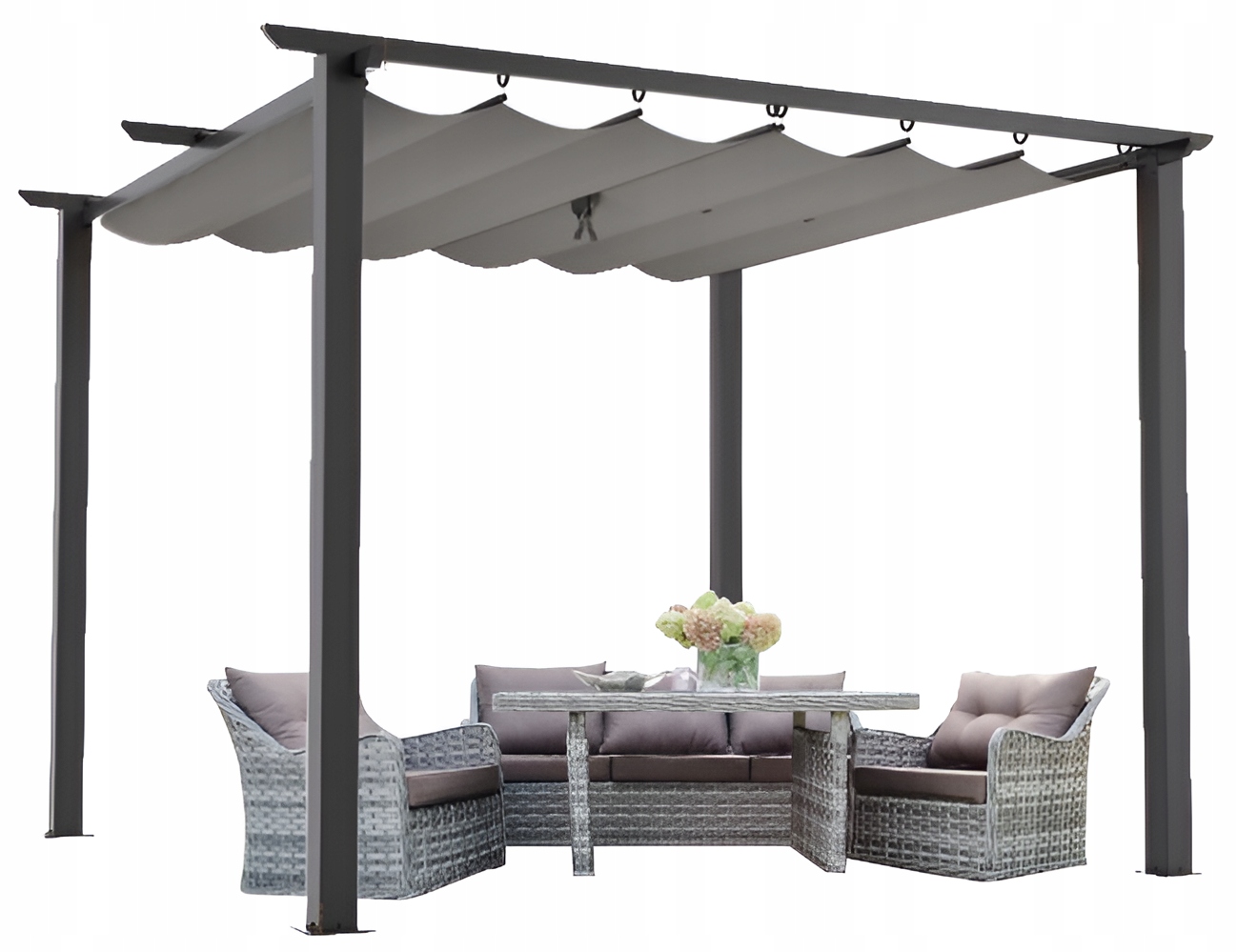 - cfd9e9a84ddb9ded546e2e04085cjpg - strefamarki Pergola tarasowa 3x3 ogrodowa metalowa altana zadaszenie szara dach szary
