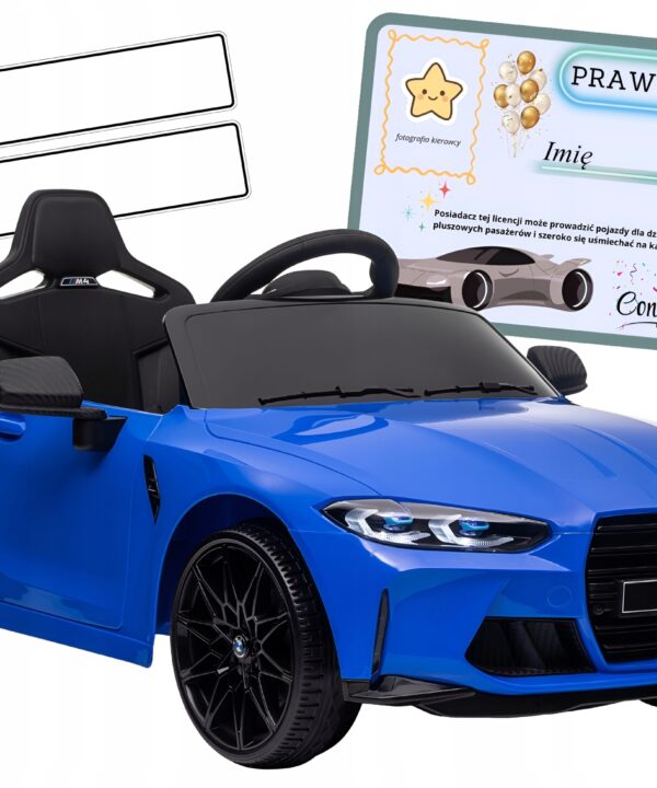 Samochód elektryczny na akumulator BMW M4 niebieski dla dzieci 3 lata +