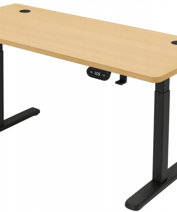 Biurko regulowane 140cm Elektryczne regulacja wysokości 72-118cm olcha LED