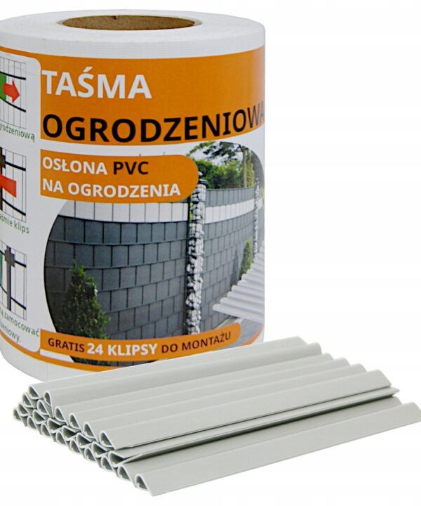 Taśma ogrodzeniowa na ogrodzenie płot panelowe +UV 24klipsy 19cmx35m biała