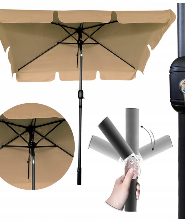 Parasol ogrodowy składany solidny z falbaną duży mocny 125x200 cm BALKONOWY