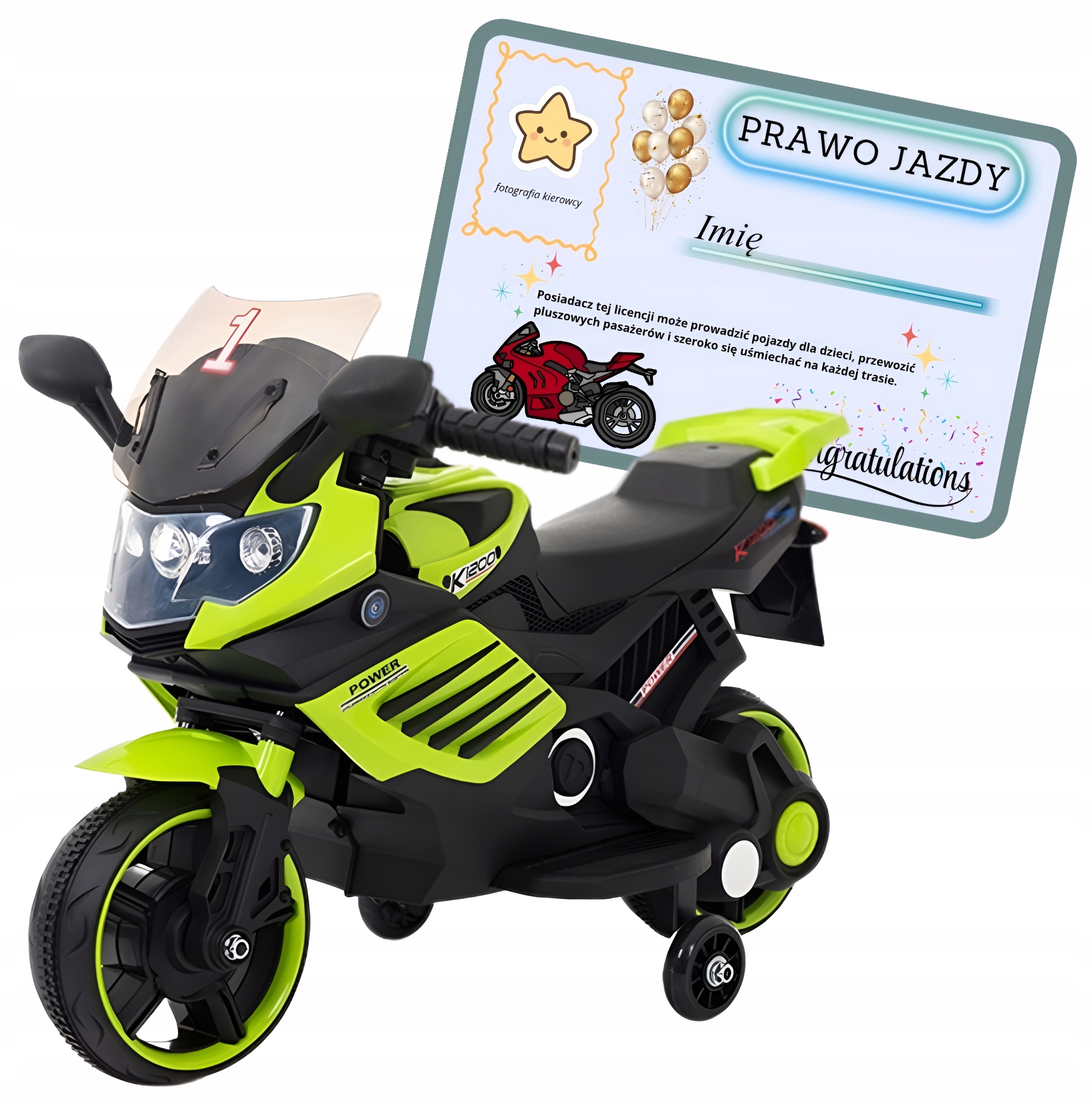 - e2b958444cbb9b25ee05aa0748aajpg - strefamarki Motor motocykl ścigacz na akumulator światła LED dla dzieci zielony