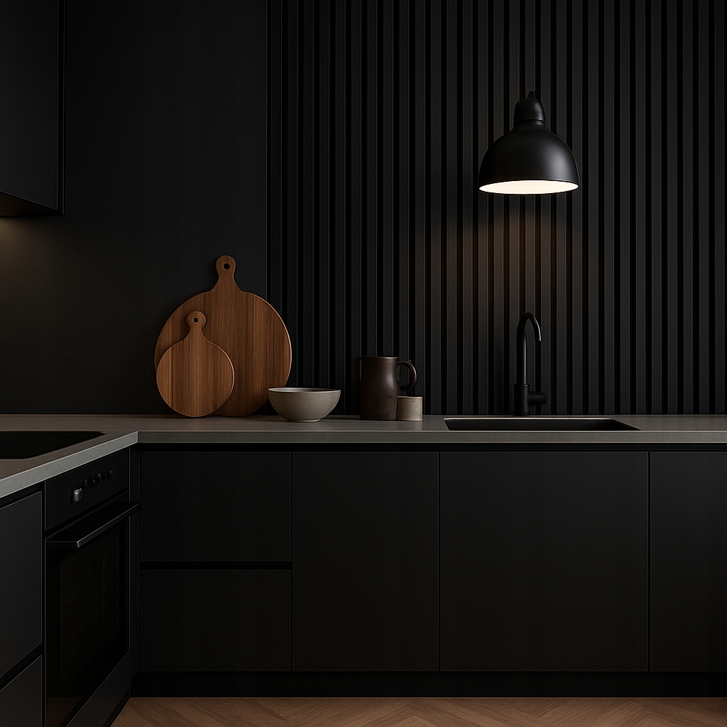 - e861e5864f2aad4545e6b5b43e18jpg - strefamarki Lamel 3D lamele ścienne panele akustyczne 46x255cm na filcu Czarny