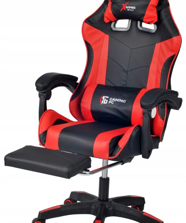 Fotel Gamingowy PREZENT obrotowy GRACZA kubełkowy czerwony GRATIS