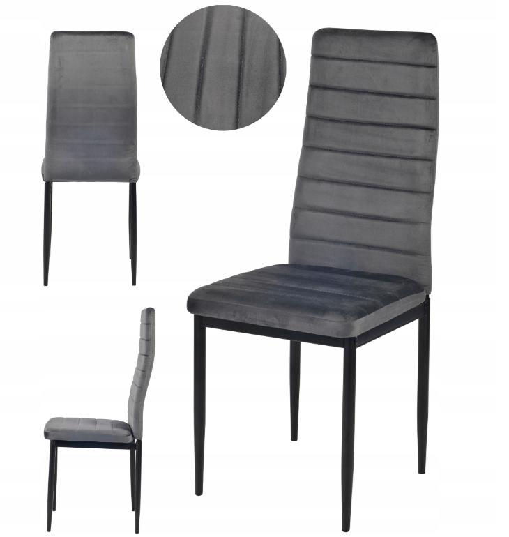 - krzesło lr1494 welur ciemny szary - strefamarki Krzesło LR-1494 Velvet 01 grey