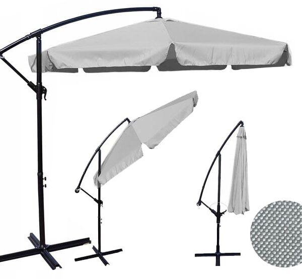 Duży Parasol Ogrodowy 350 cm szary jasny