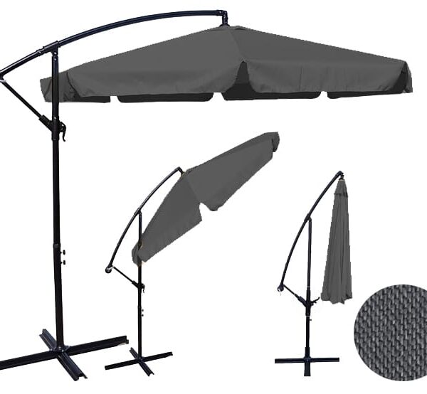 Duży Parasol Ogrodowy 350 cm ciemny szary