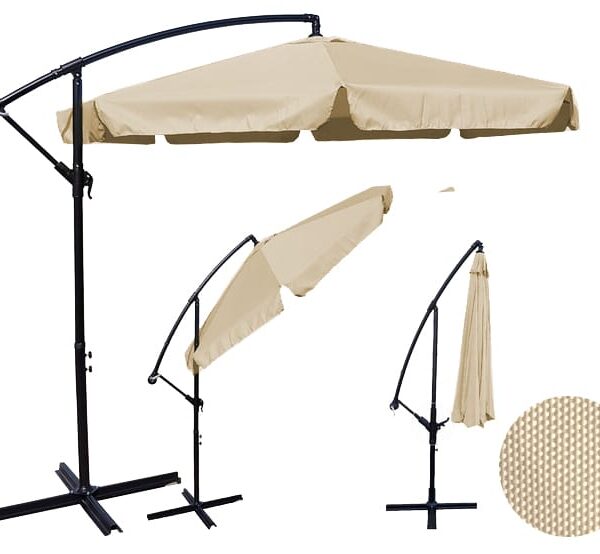 Duży Parasol Ogrodowy 350 cm ciemny beżowy